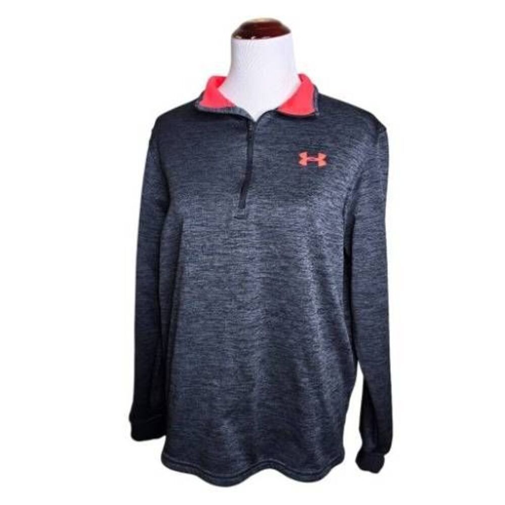 Under Armour ColdGear Armour Fleece 1/2 Zip Pullover Charcoal Orange Sz M